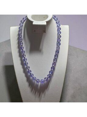 Purple Glass Bead Necklace Gold-Tone Clasp Vintage Style 18-Inch Length
